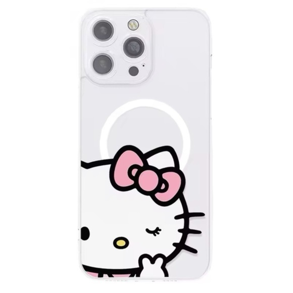 Other - NWT Sanrio Hello Kitty Cartoon With Clear White Magsafe Case iPhone 15 plus